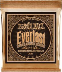 Cordes guitare acoustique Ernie ball Folk (6) 2548 Everlast Coated Phosphor Bronze 11-52 - Jeu de 6 cordes