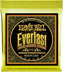 Cordes guitare acoustique Ernie ball Folk (6) 2556 Everlast Coated Medium Light 12-54 - Jeu de 6 cordes