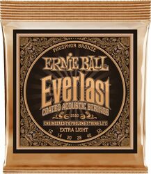 Cordes guitare acoustique Ernie ball Folk (6) 3150 Everlast Coated Phosphor Bronze 10-50 - Jeu de 6 cordes
