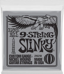 Cordes guitare électrique Ernie ball P02628 Electric Guitar 9-String Set Slinky Nickel Wound 9-105 - Jeu de 9 cordes