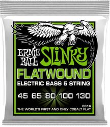 Cordes basse électrique Ernie ball P02816 5-String Regular Slinky Flatwound Electric Bass Strings 45-130 - Jeu de 5 cordes