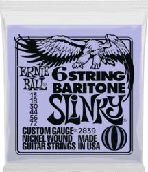 Cordes guitare électrique Ernie ball P02839 6-String Baritone Slinky 5/8 Scale Elecric Guitar Strings 13-72 - Jeu de 6 cordes