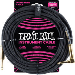 Câble Ernie ball P06086 Braided 18ft Straigth / Angle Instrument Cable - Black