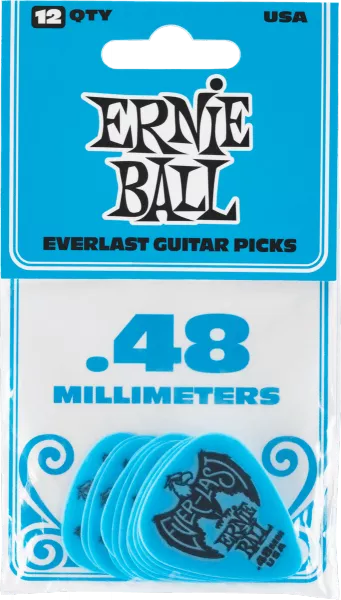 Médiator & onglet Ernie ball Everlast Sachet de 12 Bleu 0,48mm