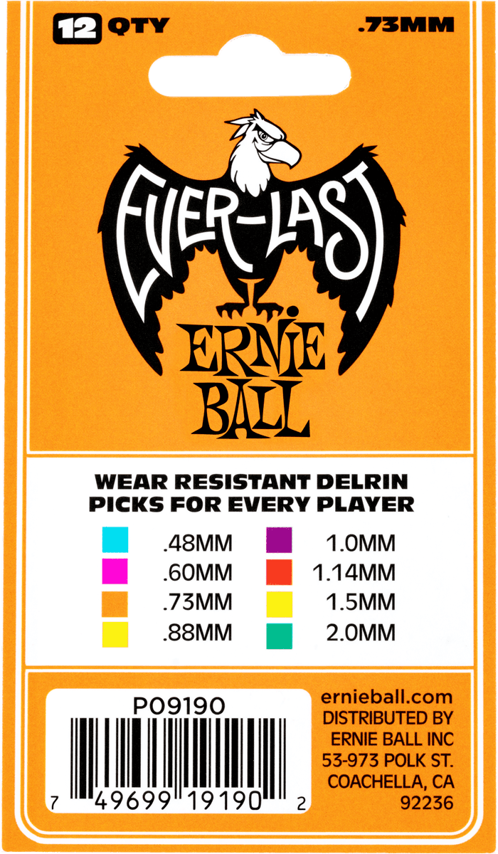 Ernie Ball Mediators Everlast Sachet De 12 Orange 0,73mm - MÉdiator & Onglet - Variation 2