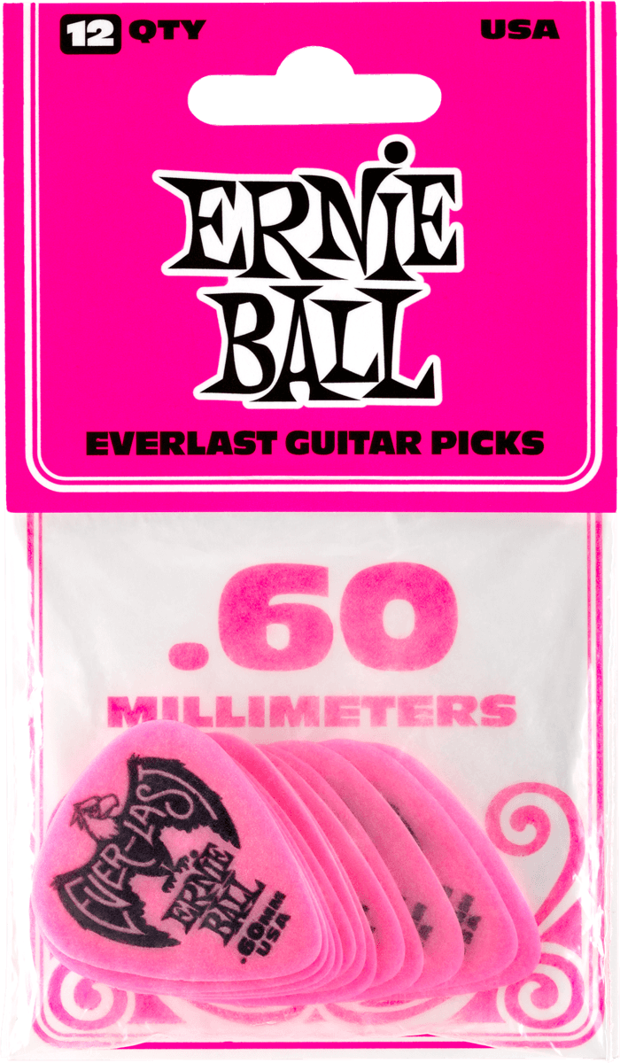 Ernie Ball Everlast 0.60mm Rose (sachet De 12) - MÉdiator & Onglet - Variation 1