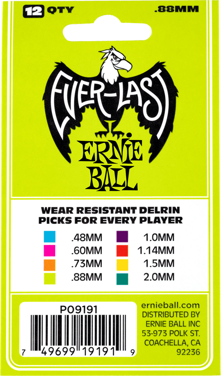 Ernie Ball Mediators Everlast Sachet De 12 Vert 0,88mm - MÉdiator & Onglet - Variation 2