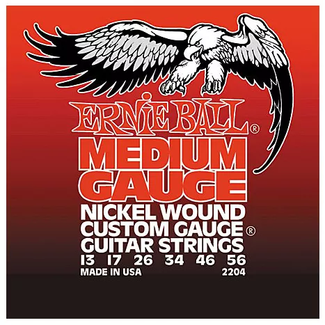 Cordes guitare électrique Ernie ball Electric (6) 2204 Nickel Wound Medium 13-56 - jeu de 6 cordes