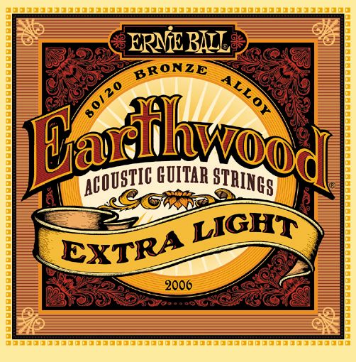 Ernie Ball Jeu De 6 Cordes Folk (6) 2006 Earthwood 80/20 Bronze Extra Light 10-50 - Cordes Guitare Acoustique - Variation 1