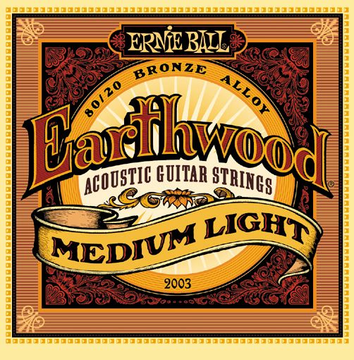 Ernie Ball Jeu De 6 Cordes Folk 2003 Earthwood 80/20 Bronze Medium Light 12-54 - Cordes Guitare Acoustique - Variation 1
