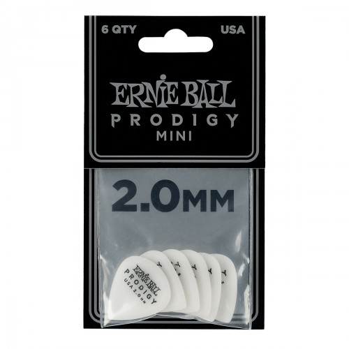 Médiator & onglet Ernie ball Mediators prodigy blanc mini 2mm (X6)