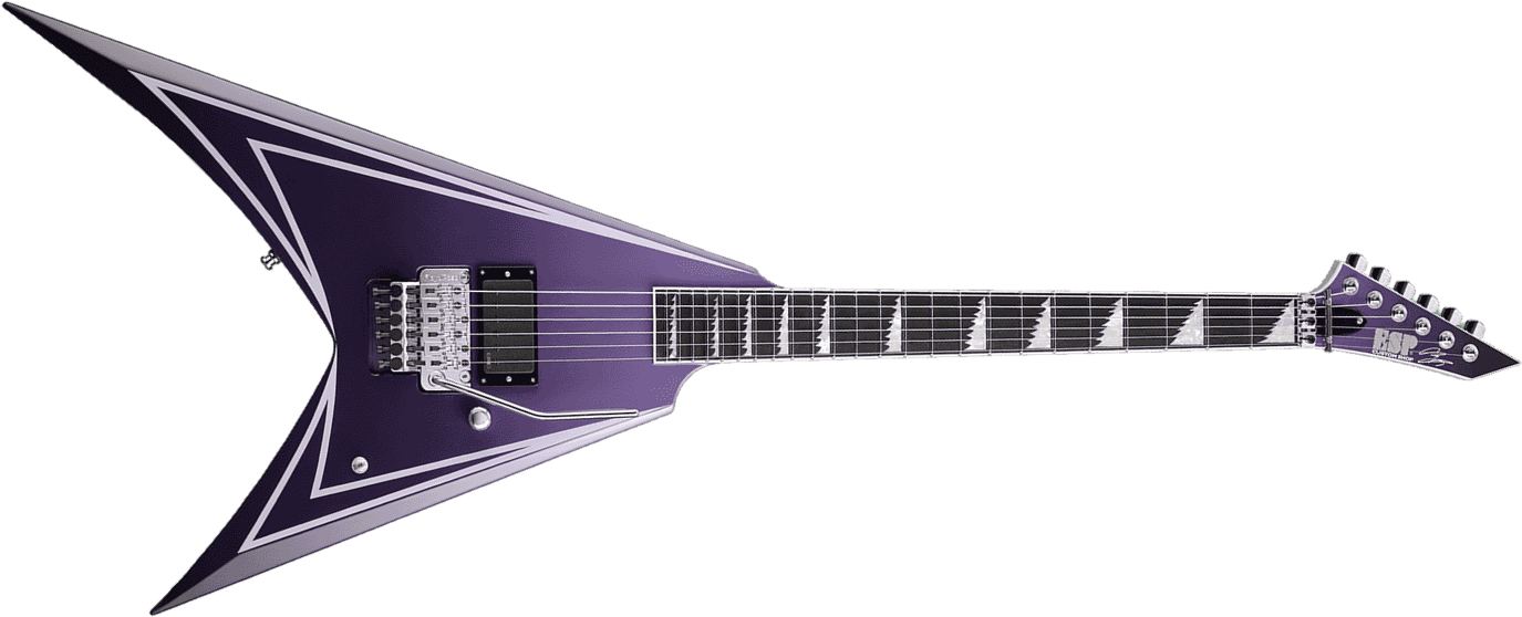Esp Alexi Laiho Hexed Signature H Fr Eb - Purple Fade Satin W/ Ripped Pinstripes - Guitare Électrique MÉtal - Main picture