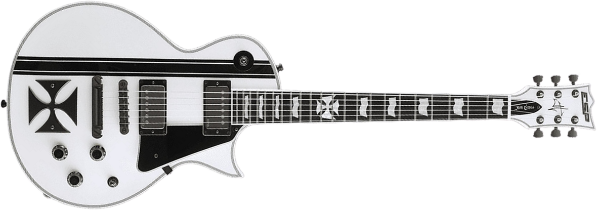 Esp Custom Shop James Hetfield Iron Cross Signature 2h Emg Ht Eb +case - Snow White - Guitare Électrique Single Cut - Main picture