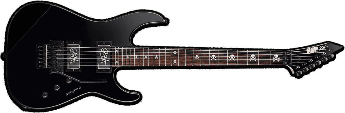 Esp Custom Shop Kirk Hammett Kh-2 Neck Thru Body Jap Signature 2h Emg Fr Rw - Black - Guitare Électrique Forme Str - Main picture