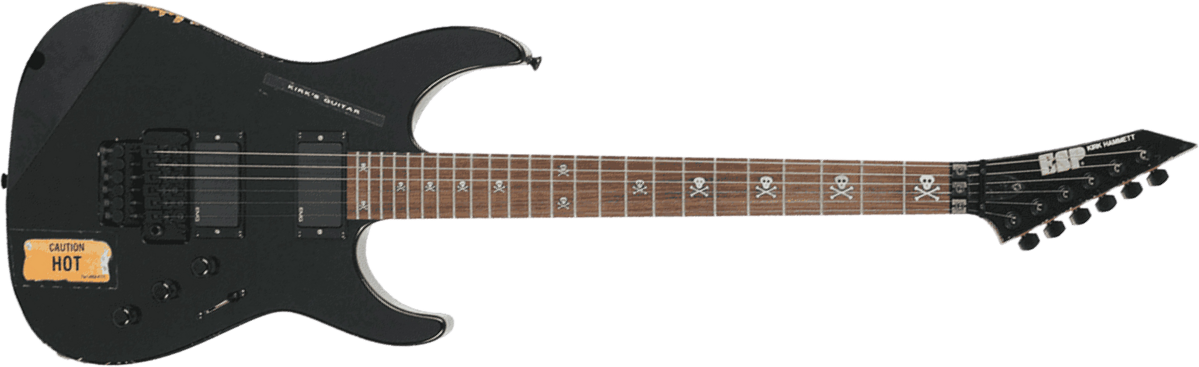 Esp Custom Shop Kirk Hammett Kh-2 Vintage Jap Signature 2h Emg Fr Rw - Distressed Black - Guitare Électrique Forme Str - Main picture