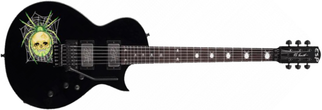 Esp Custom Shop Kirk Hammett Kh-3 Spider 30th Anniversary Jap Signature 2h Emg Fr Rw - Black W/spider Graphic - Guitare Électrique Single Cut - Main p