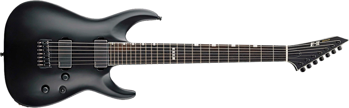 Esp Eii Horizon Nt7b Hipshot Jap 7c Baryton 2h Emg Eb - Black Satin - Guitare Électrique Baryton - Main picture
