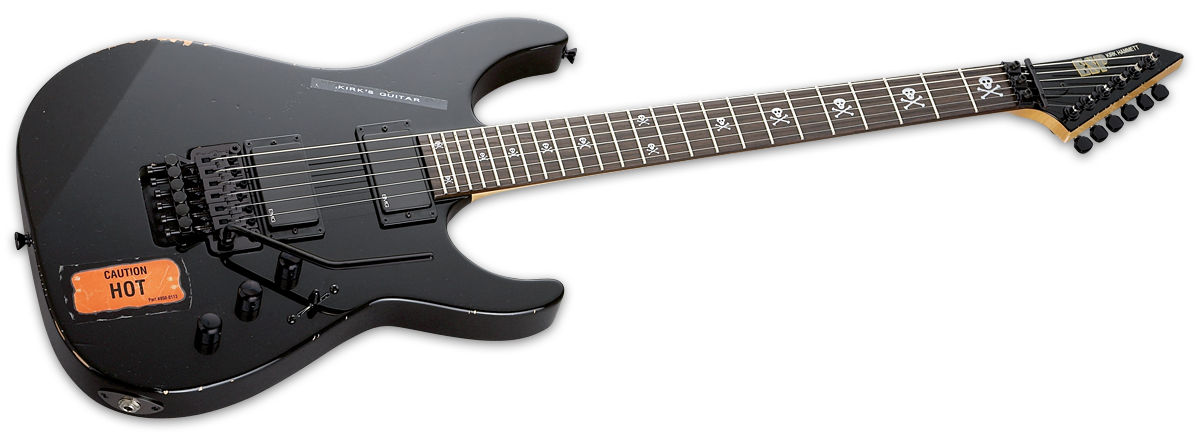 Esp Custom Shop Kirk Hammett Kh-2 Vintage Jap Signature 2h Emg Fr Rw - Distressed Black - Guitare Électrique Forme Str - Variation 1