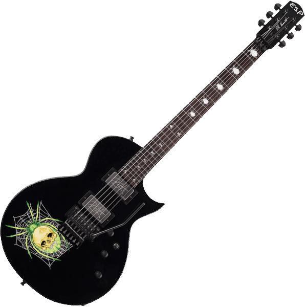 Esp Custom Shop Kirk Hammett Kh-3 Spider 30th Anniversary Jap Signature 2h Emg Fr Rw - Black W/spider Graphic - Guitare Électrique Single Cut - Variat