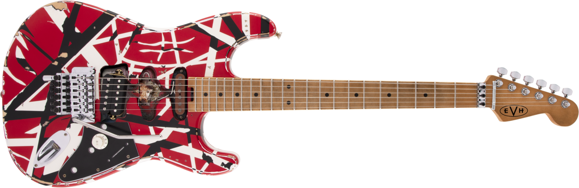 Evh Eddie Van Halen Frankenstein Frankie Striped Series Mex H Fr Mn - Red With Black & White Stripes - Guitare Électrique Forme Str - Main picture