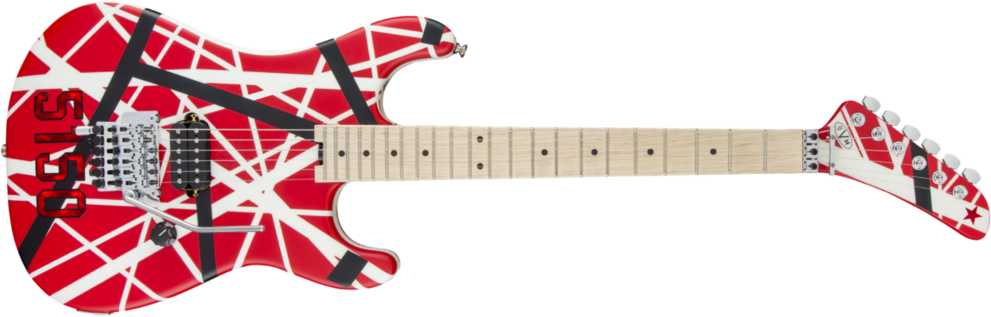 Evh Striped Series 5150 Mex Mn 2017 - Red, Black & White Stripes - Guitare Électrique Forme Str - Main picture