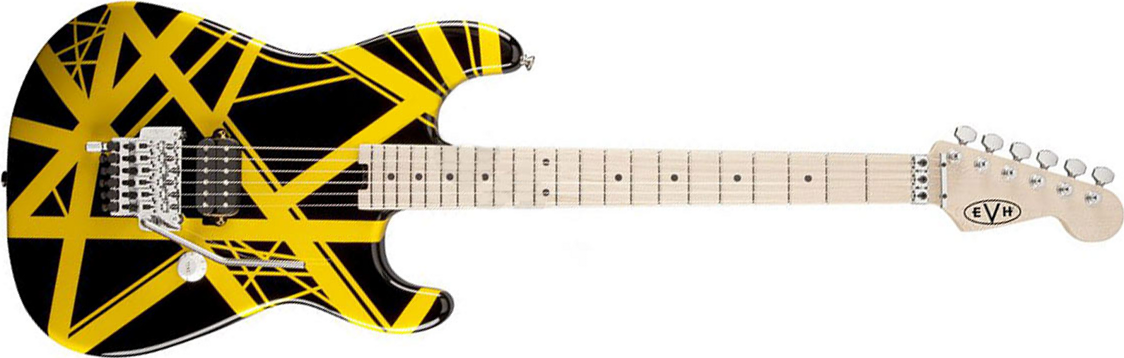 Evh Striped Series - Black With Yellow Stripes - Guitare Électrique Forme Str - Main picture