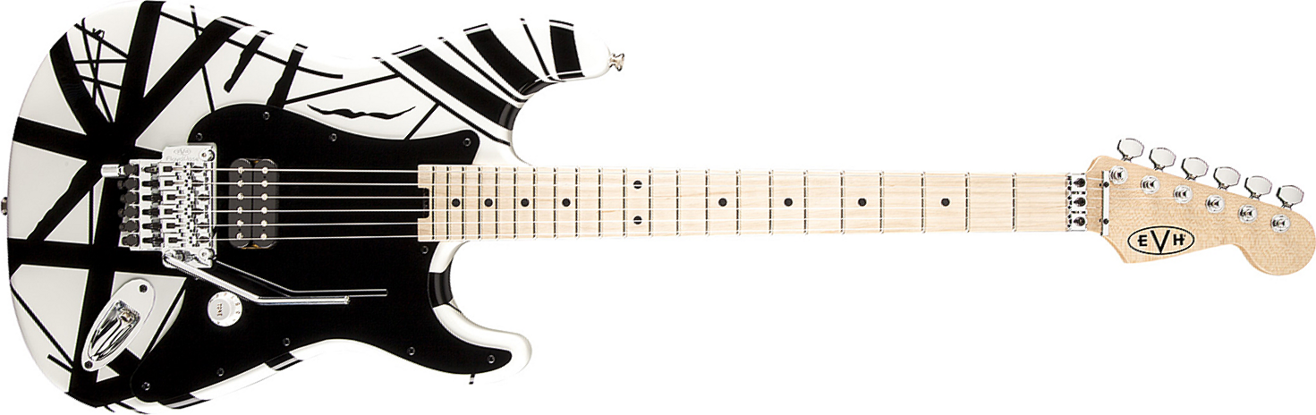 Evh Striped Series - White With Black Stripes - Guitare Électrique Forme Str - Main picture