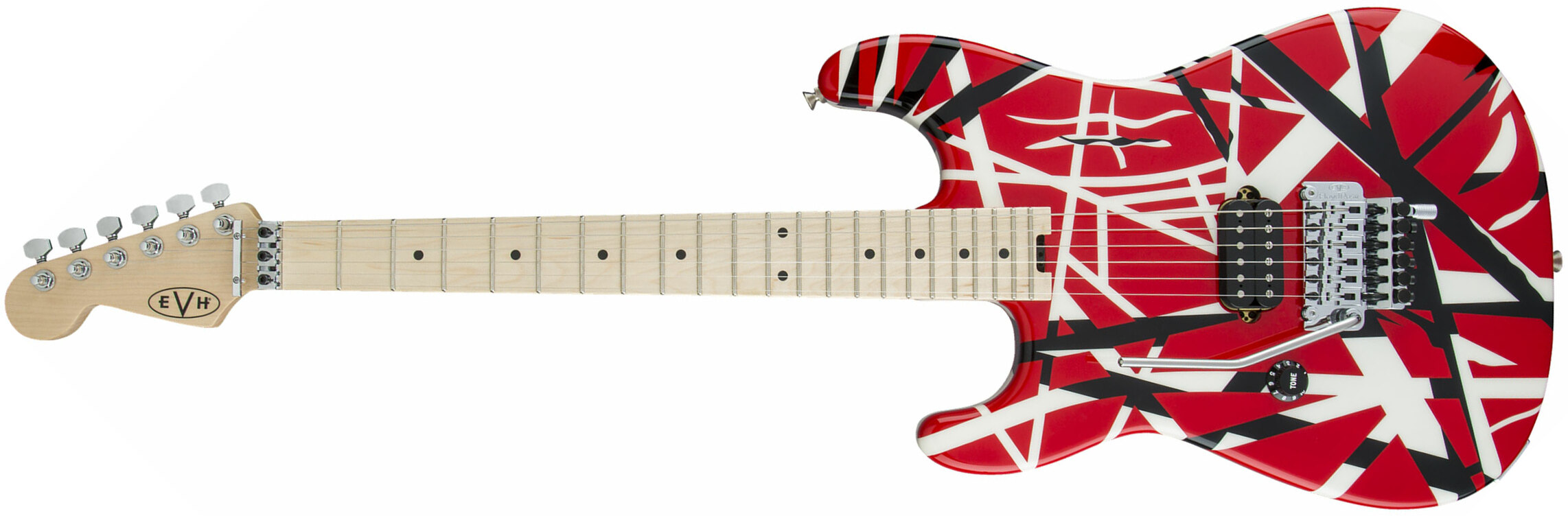Evh Striped Series Lh Gaucher Signature H Fr Mn - Red Black White Stripes - Guitare Électrique Gaucher - Main picture
