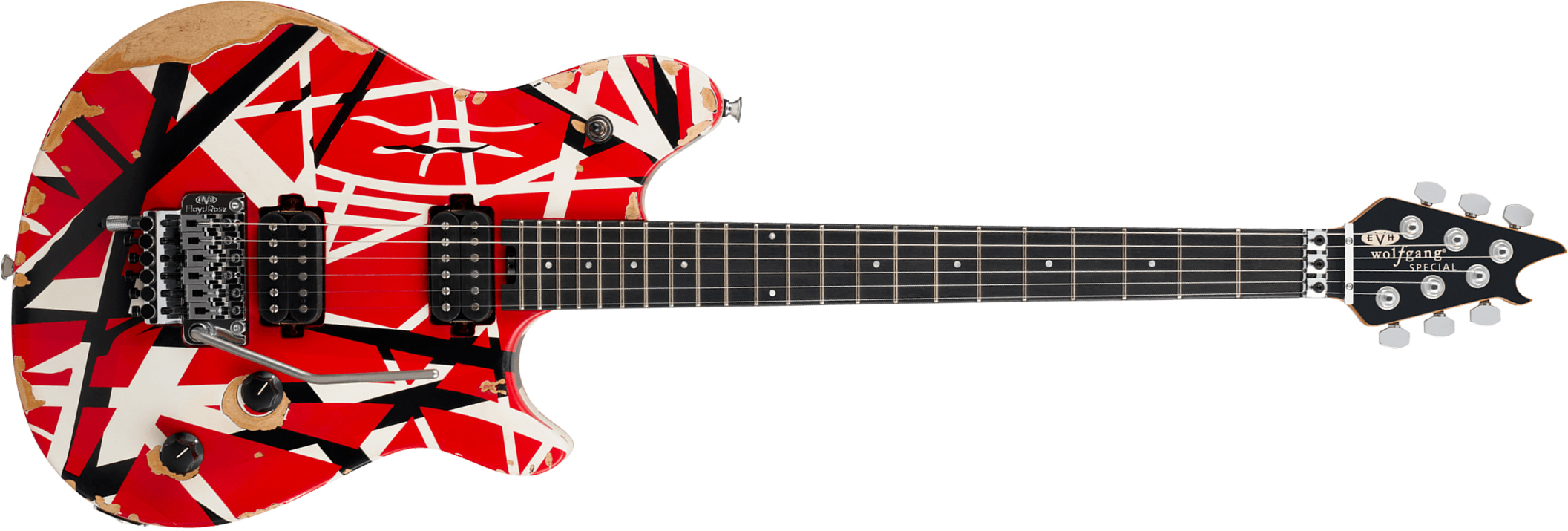 Evh Wolfgang Special Striped Ltd Mex 2h Fr Eb - Aged Red Black & White Stripes - Guitare Électrique MÉtal - Main picture