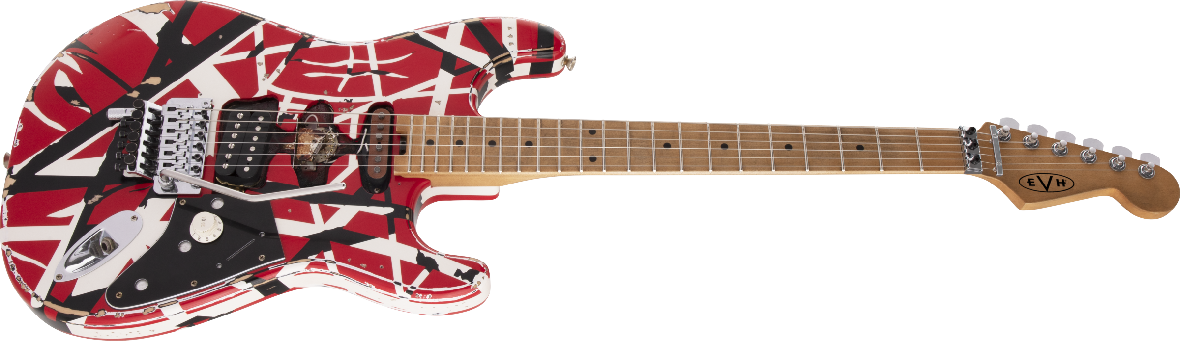 Evh Eddie Van Halen Frankenstein Frankie Striped Series Mex H Fr Mn - Red With Black & White Stripes - Guitare Électrique Forme Str - Variation 2