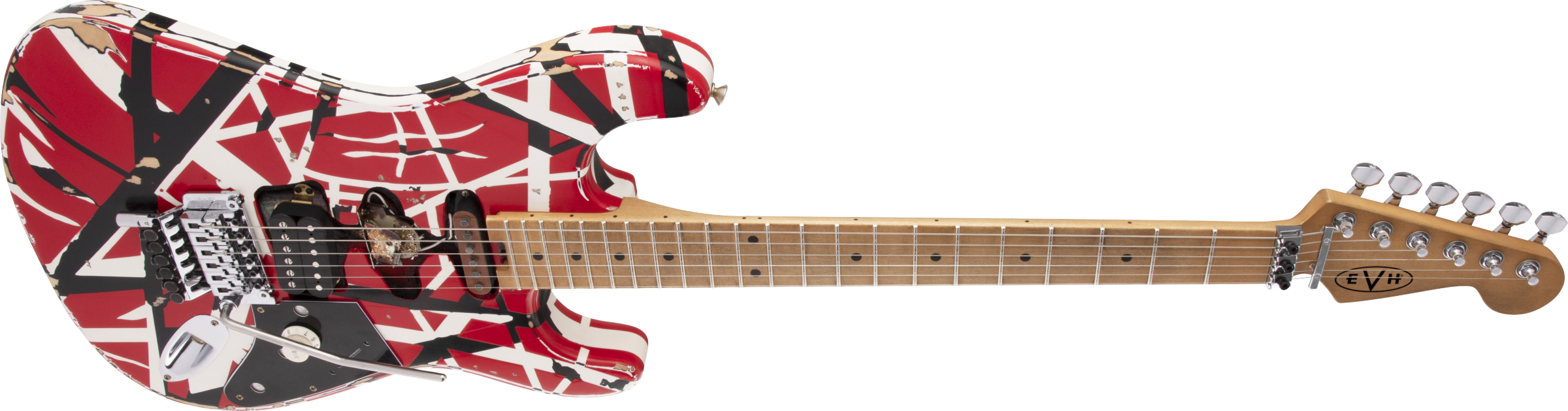 Evh Eddie Van Halen Frankenstein Frankie Striped Series Mex H Fr Mn - Red With Black & White Stripes - Guitare Électrique Forme Str - Variation 3