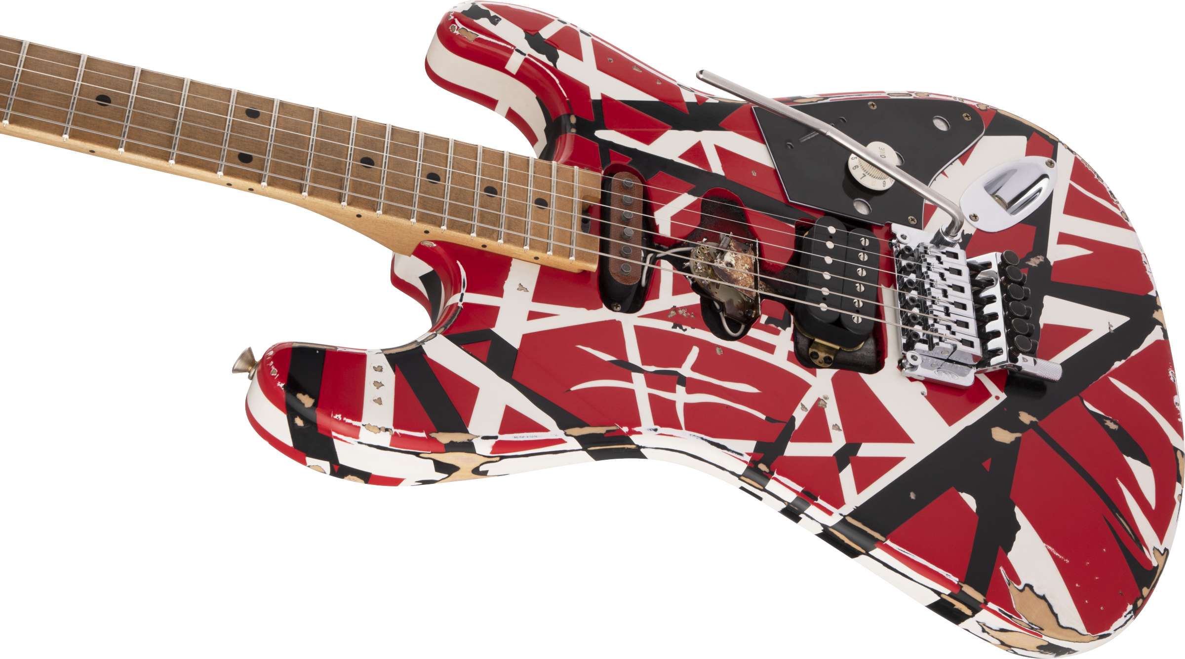 Evh Eddie Van Halen Frankenstein Frankie Striped Series Mex H Fr Mn - Red With Black & White Stripes - Guitare Électrique Forme Str - Variation 5