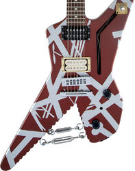Guitare électrique métal Evh                            Striped Series Shark - Burgundy with silver stripes
