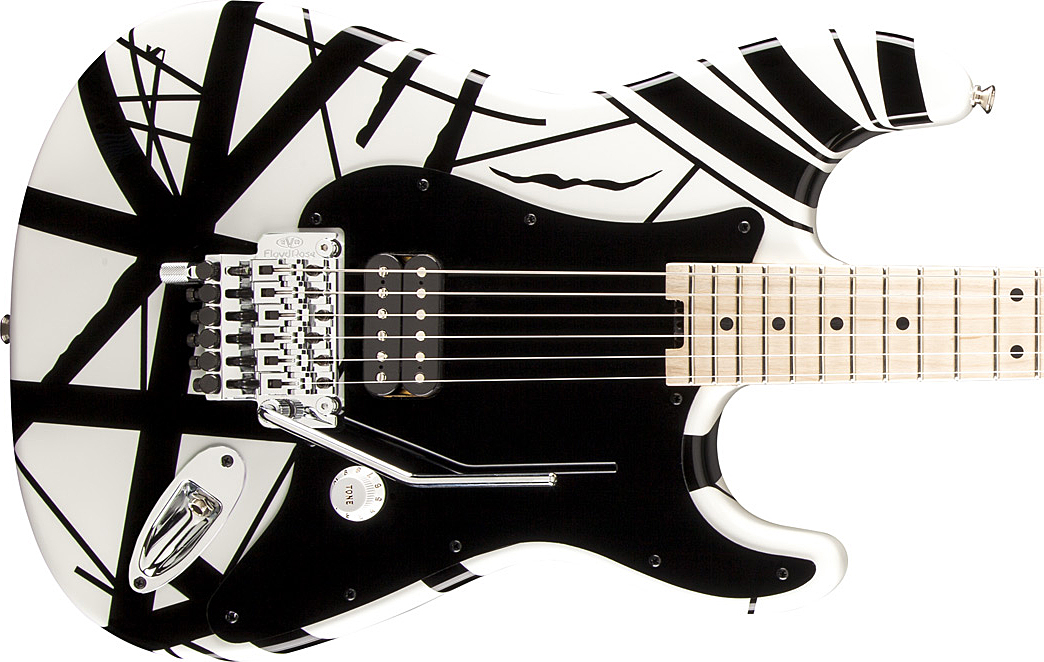 Evh Striped Series - White With Black Stripes - Guitare Électrique Forme Str - Variation 4
