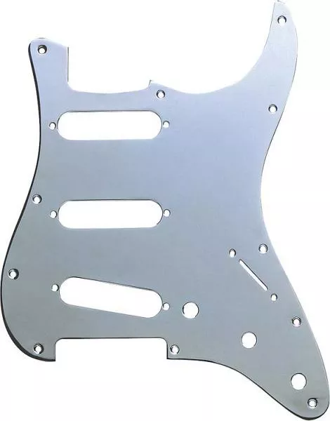 Pickguard Fender 11-Hole Modern-Style Plated Brass Stratocaster S/S/S - Polished Chrome
