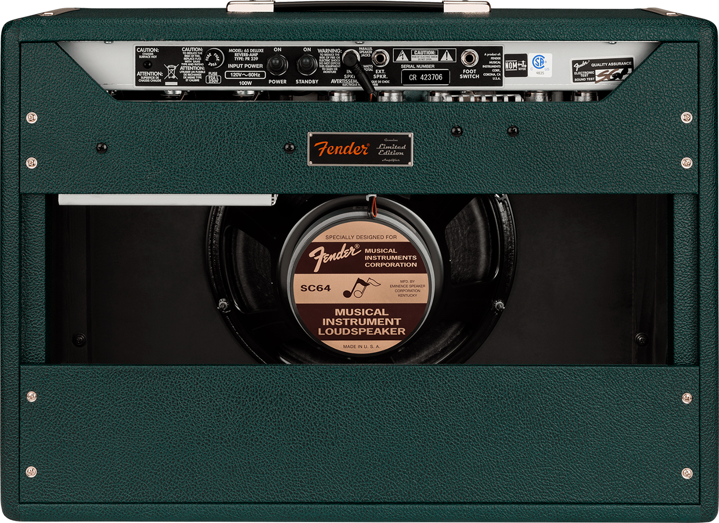 Fender 65 Deluxe Reverb Ltd 22w 6v6 1x12 Eminence Sc64 British Racing Green - Ampli Guitare Électrique Combo - Variation 2