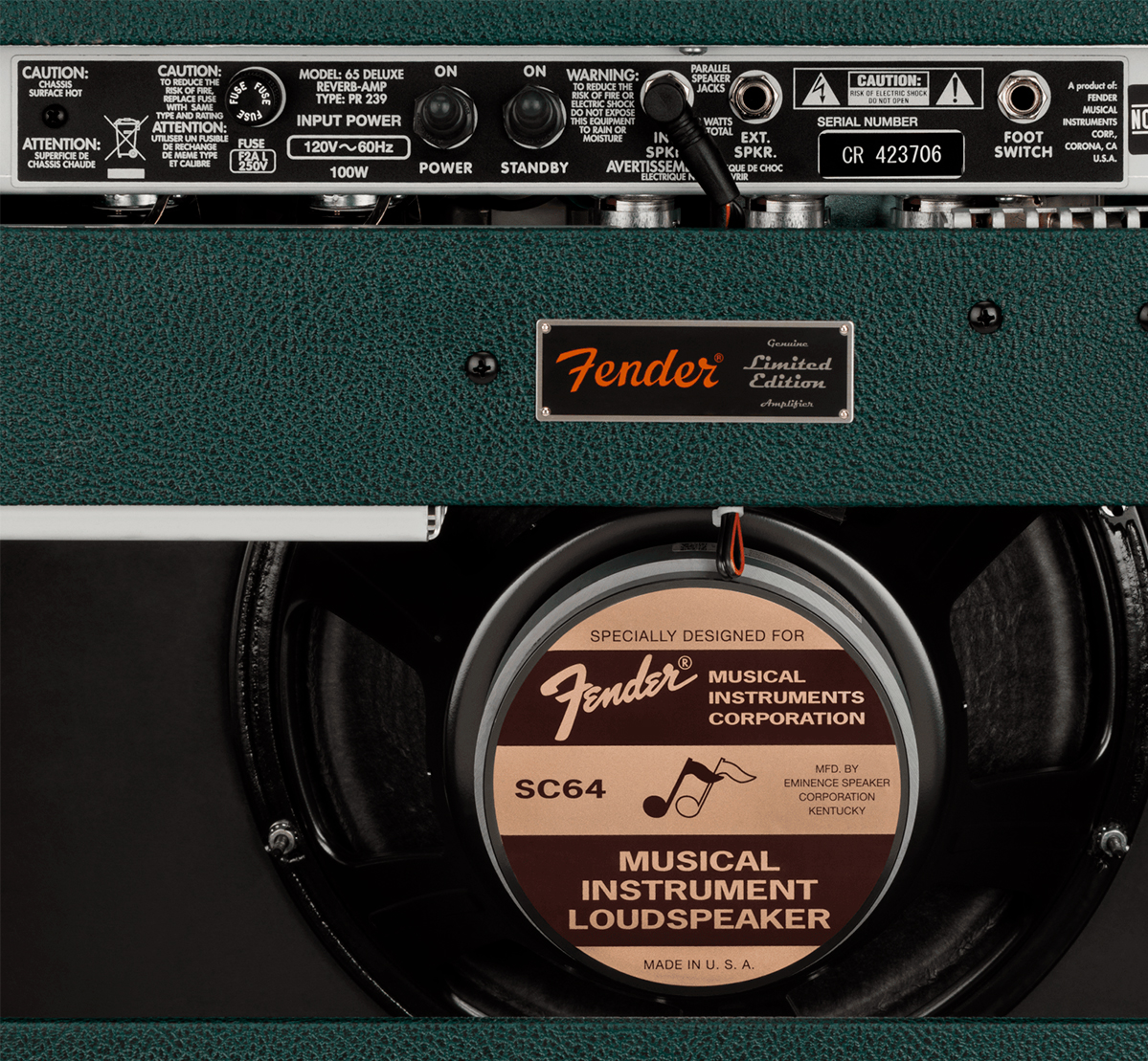 Fender 65 Deluxe Reverb Ltd 22w 6v6 1x12 Eminence Sc64 British Racing Green - Ampli Guitare Électrique Combo - Variation 3