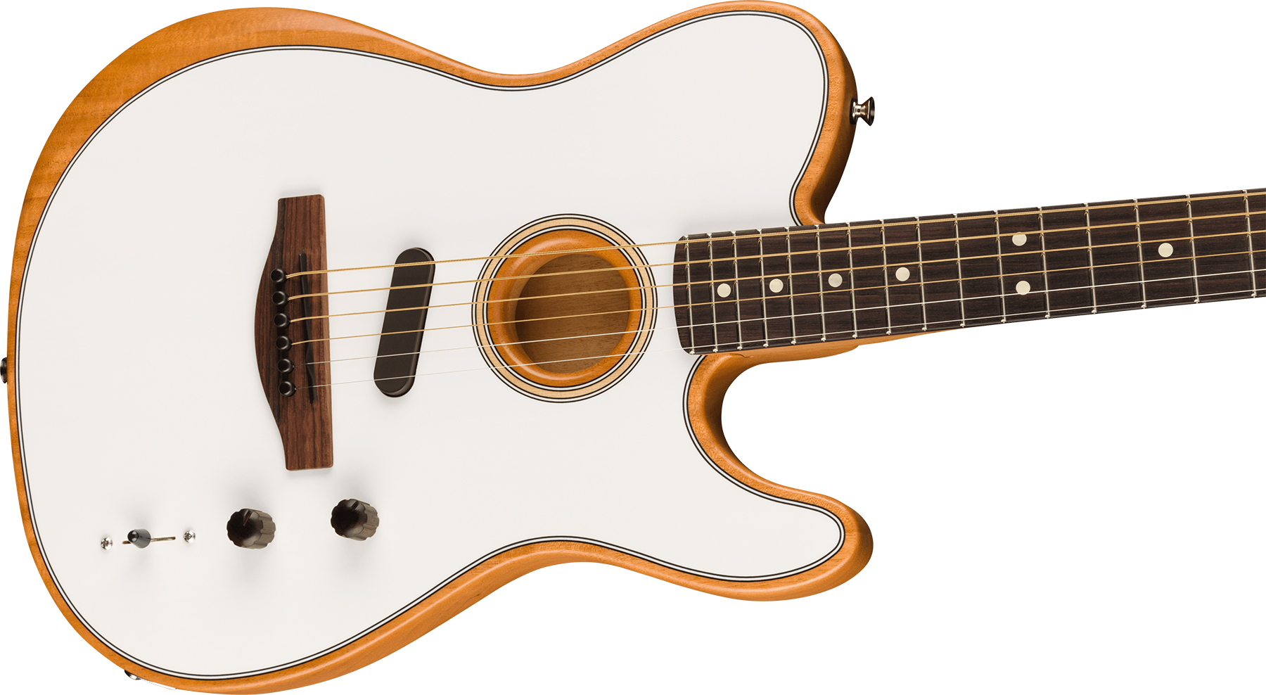 Fender Acoustasonic Tele Player Mex Epicea Acajou Rw - Arctic White - Guitare Electro Acoustique - Variation 2