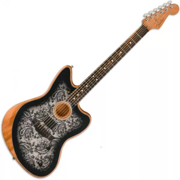 Guitare acoustique Fender American Acoustasonic Jazzmaster FSR Ltd - Black Paisley