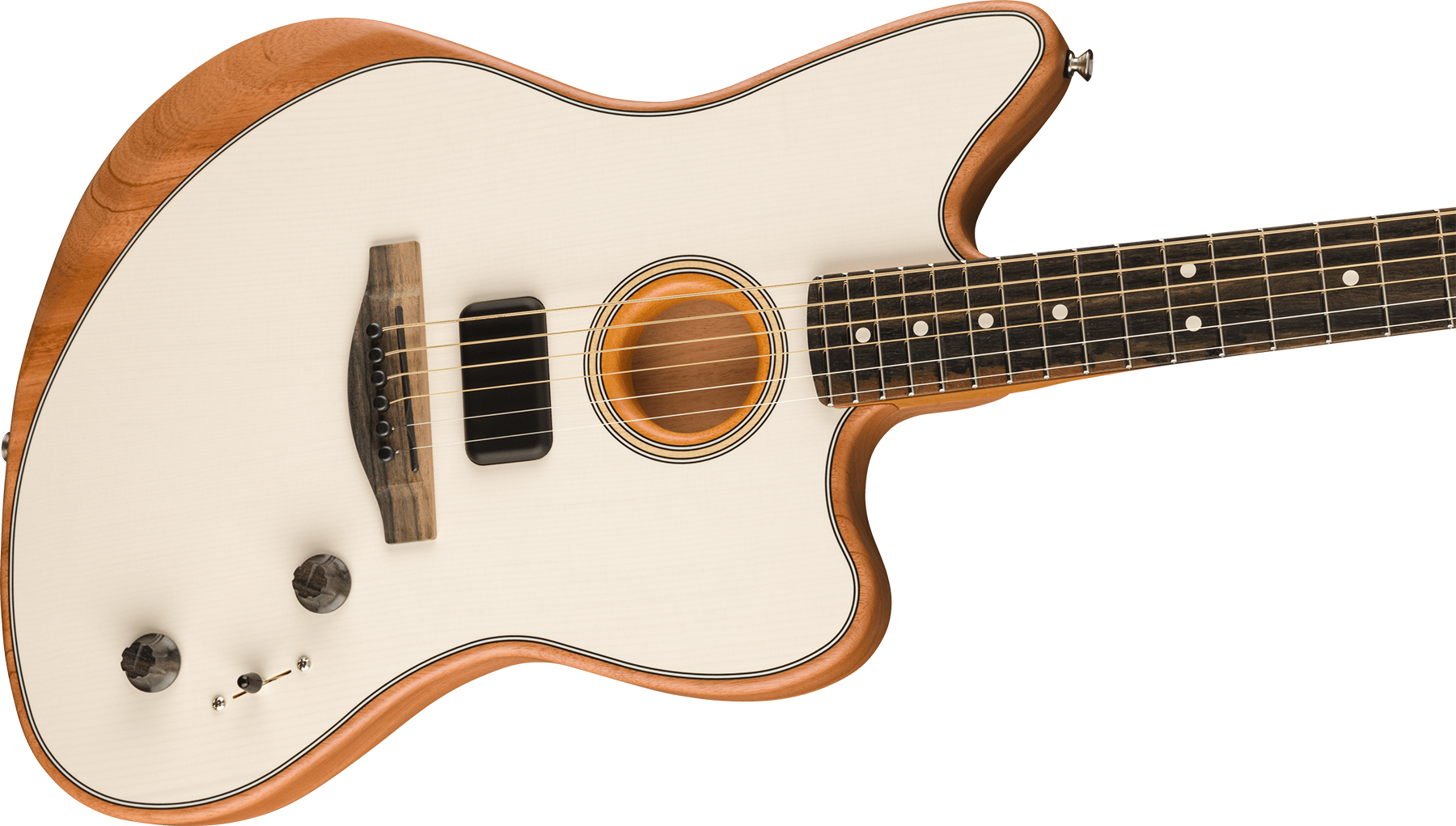 Fender American Acoustasonic Jazzmaster Usa Eb - Arctic White - Guitare Electro Acoustique - Variation 2