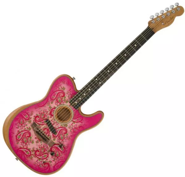 Guitare acoustique Fender American Acoustasonic Telecaster FSR Ltd (USA) - Pink paisley