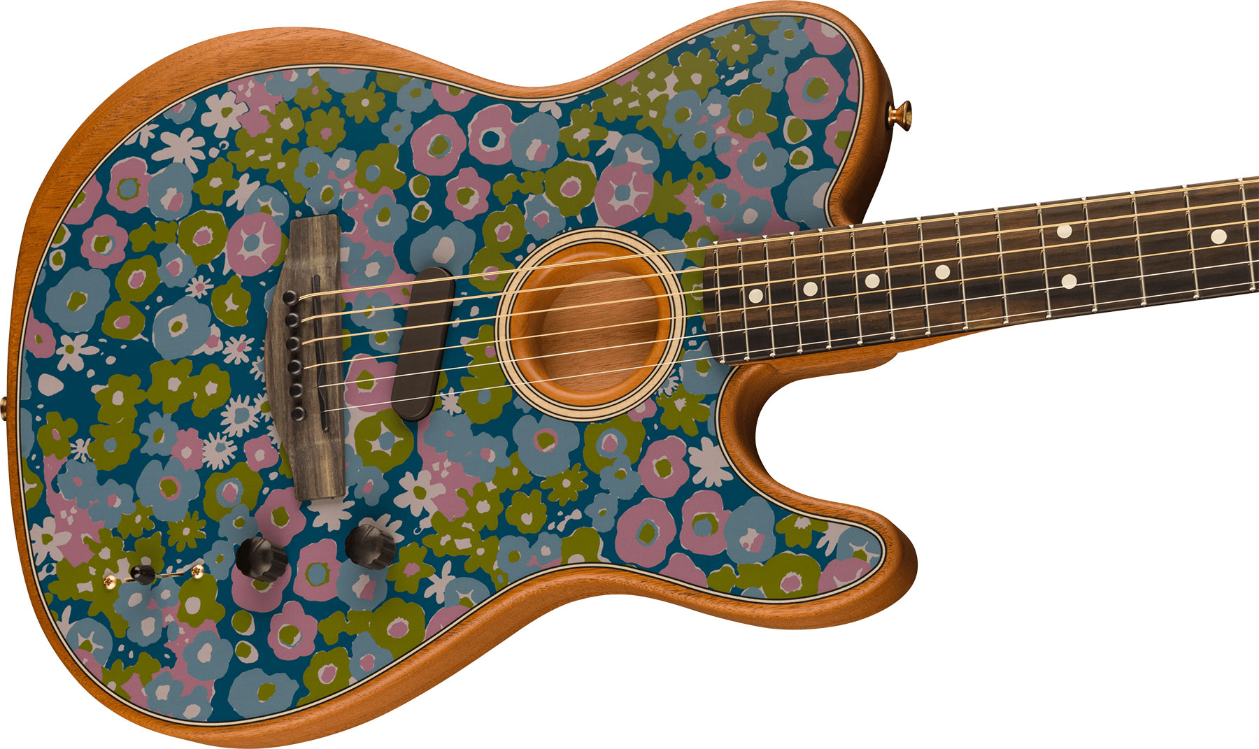 Fender American Acoustasonic Tele Fsr Ltd Epicea Acajou Rw - Blue Flower - Guitare Acoustique - Variation 2