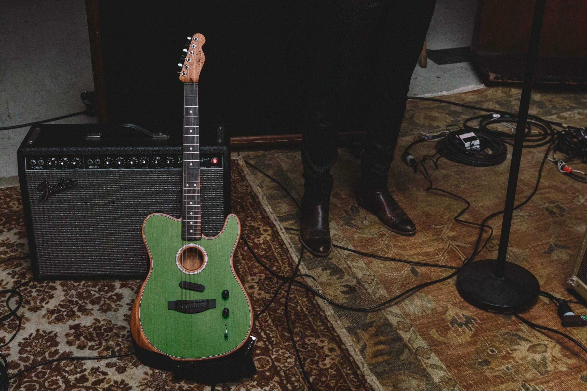 Fender Tele American Acoustasonic Usa Eb - Surf Green - Guitare Acoustique - Variation 6