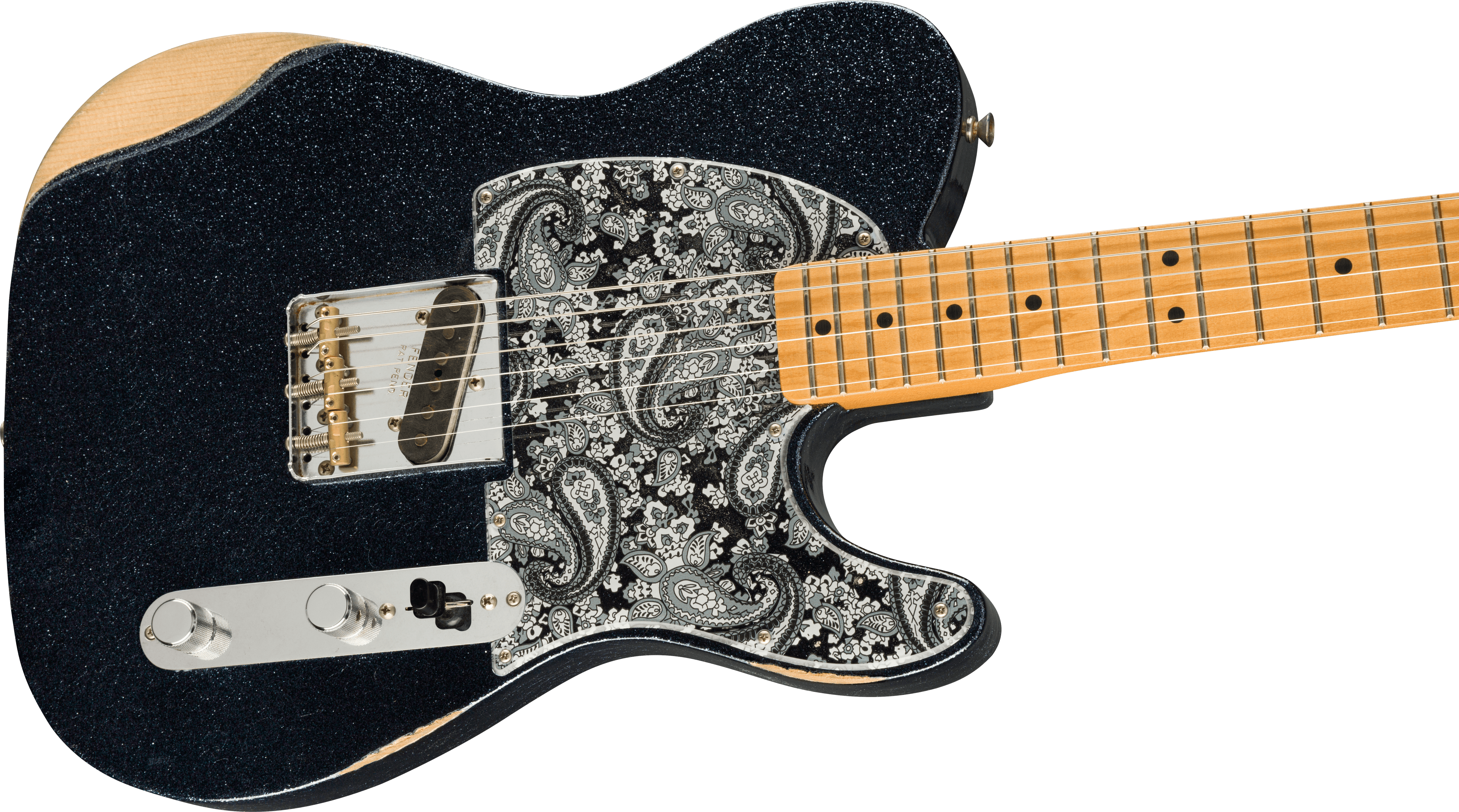 Fender Brad Paisley Esquire Tele Signature Mex Mn - Road Worn Black Sparkle - Guitare Électrique Forme Tel - Variation 2