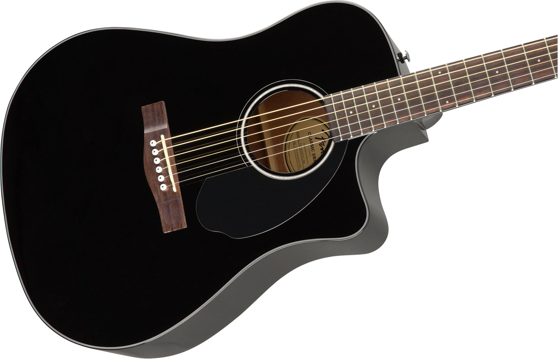 Fender Cd-60sce Dreadnought Cw Epicea Acajou Wal - Black - Guitare Electro Acoustique - Variation 2