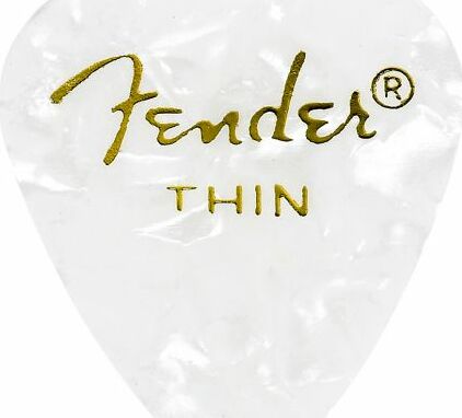 Fender 351 Shape Premium Thin White Moto - MÉdiator & Onglet - Main picture