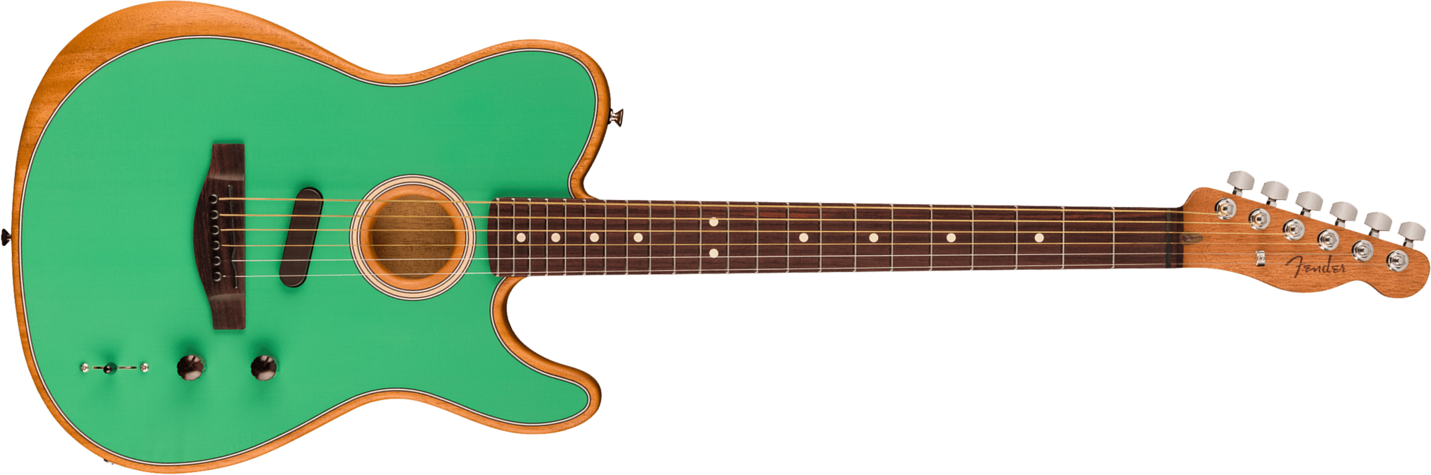 Fender Acoustasonic Tele Player Ltd Mex Epicea Acajou Rw - Sea Foam Green - Guitare Folk - Main picture