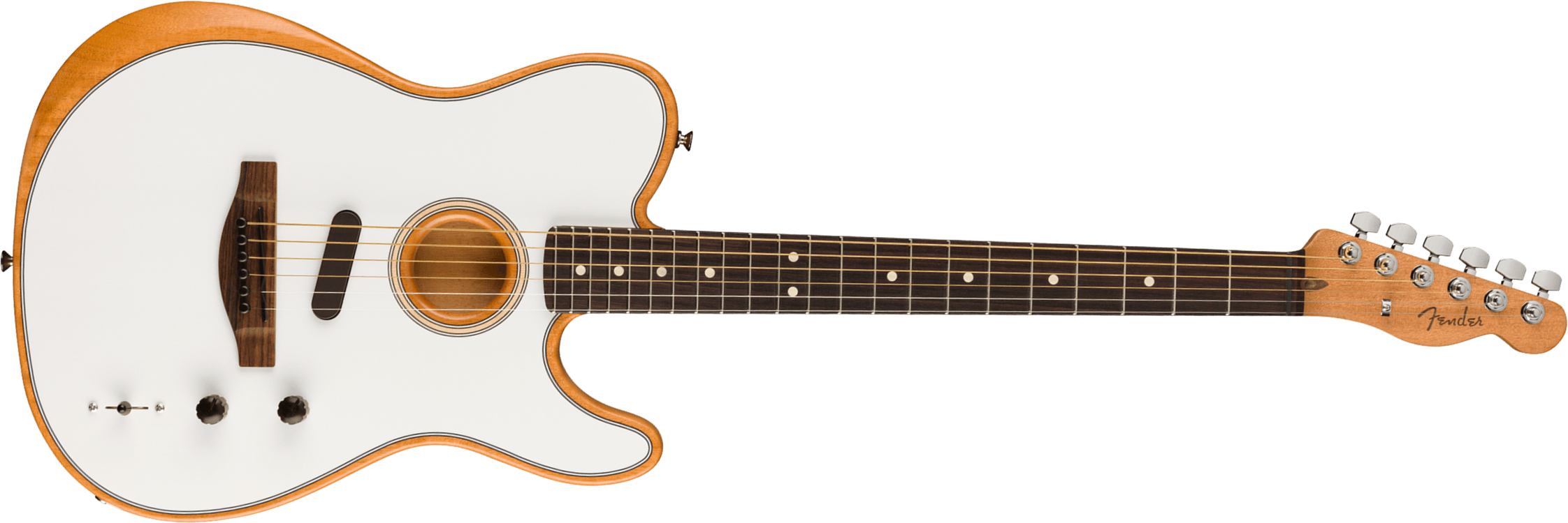 Fender Acoustasonic Tele Player Mex Epicea Acajou Rw - Arctic White - Guitare Electro Acoustique - Main picture