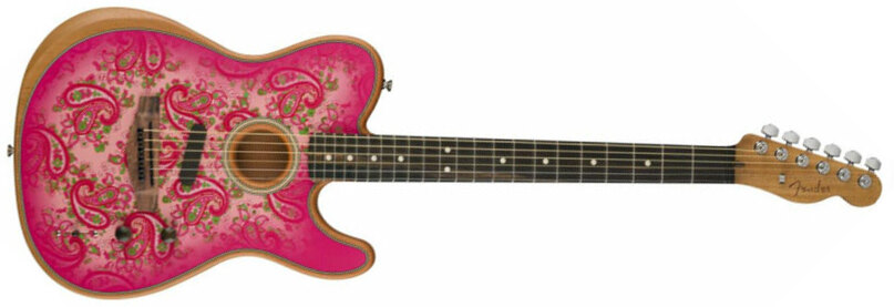 Fender American Acoustasonic Tele Fsr Ltd Epicea Acajou Rw - Pink Paisley - Guitare Acoustique - Main picture