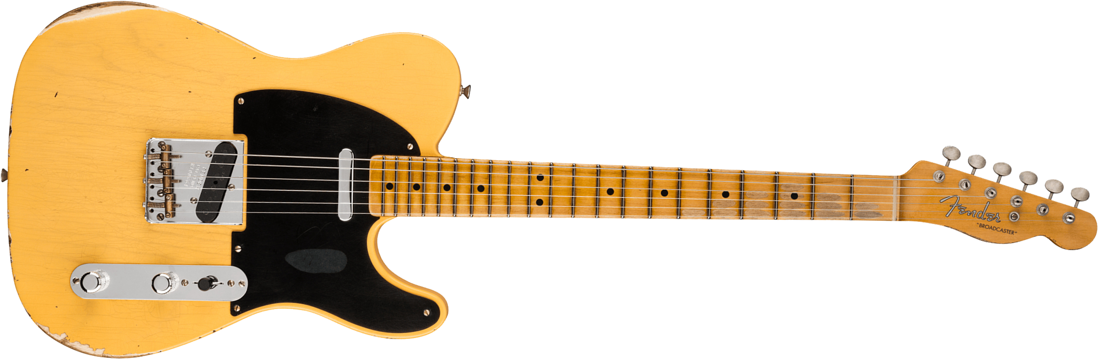 Fender Custom Shop Broadcaster Tele 70th Anniversary Ltd Mn - Relic Aged Nocaster Blonde - Guitare Électrique Forme Tel - Main picture